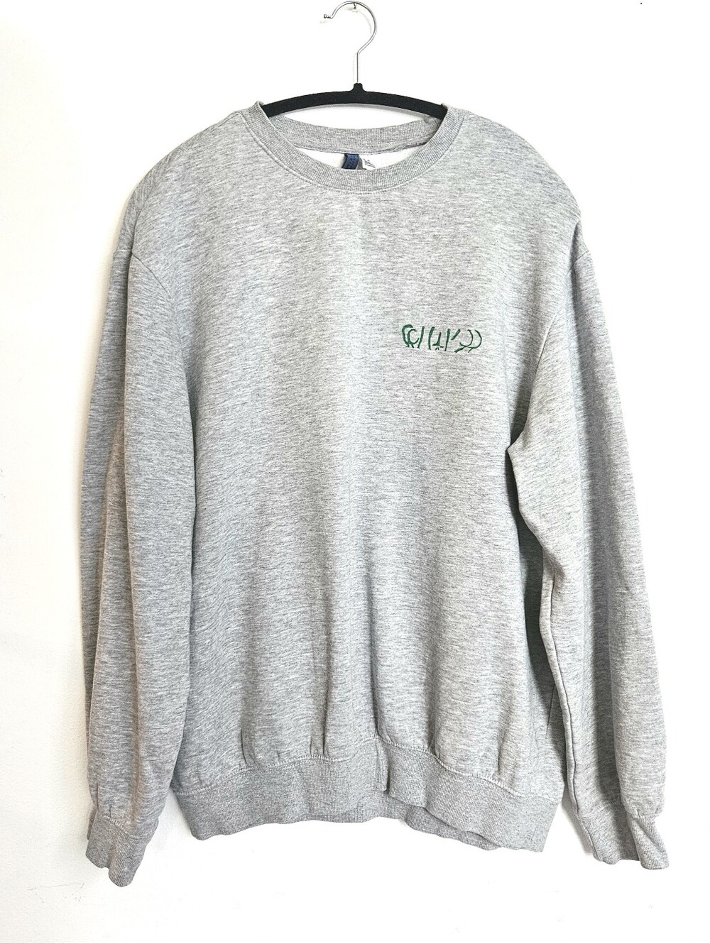 Gray Crewneck Sweatshirt - Linocut Print